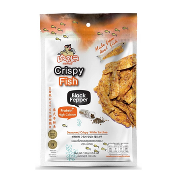 Crispy White Sardine Black pepper Flavour 100g | ปลาเกล็ดขาวปรุงรสอบกรอบ รสพริกไทยดำ 100g
