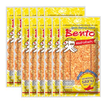 Squid Seafood Snack Spicy Larb 18g ( Pack 12 ) | ปลาหมึกอบ รสลาบ 18g ( แพ็ค12 )