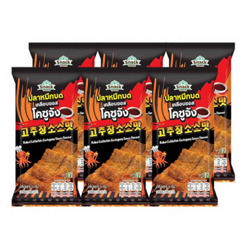 Rolled Cuttlefish Gochujang Sauce Flavour 14g ( Pack 6 ) | ปลาหมึกบดเคลือบซอสโคชูจัง 14g ( แพ็ค 6 )