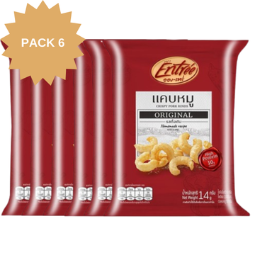 Original Flavor Crispy Pork Rinds 14g ( Pack 6 ) | แคบหมู รสดั้งเดิม 14g ( แพ็ค 6 )
