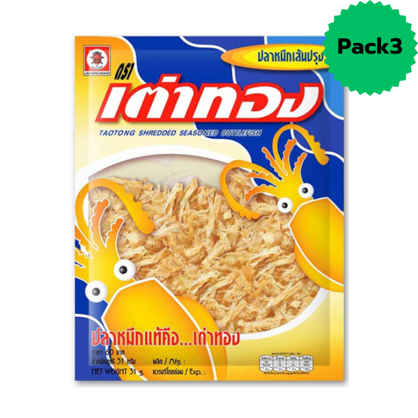 Shredded Seasoned Cuttlefish 31g Pack3 | ปลาหมึกเส้นปรุงรส 31g แพ็ค3