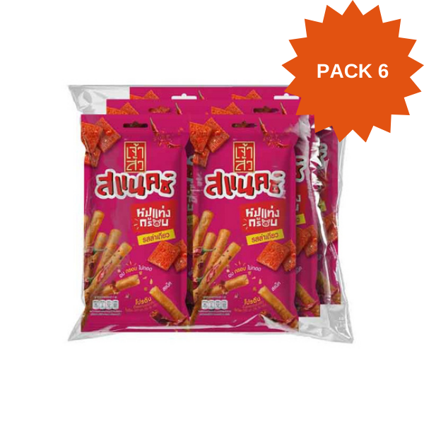 Crispy Pork Stick Latiao Flavor 18g ( Pack 6 ) | หมูแท่งกรอบรสล่าเถียว 18g ( แพ็ค 6 )