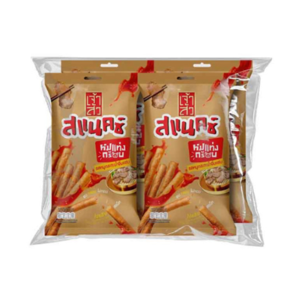 Crispy Pork Stick Moo-Krata Flavor 45g ( Pack 4 ) | หมูแท่งกรอบ รสหมูกระทะน้ำจิ้มแซ่บ 45g ( แพ็ค 4 )