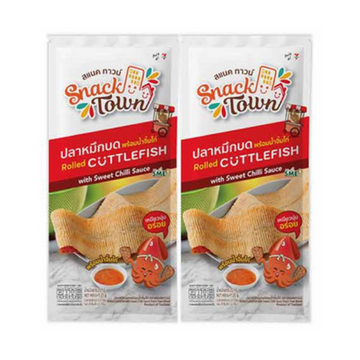 Baked Cuttlefish With Sweet Chilli Sauce 25g ( Pack 2 ) | ปลาหมึกบดพร้อมน้ำจิ้ม 25g ( แพ็ค 2 )