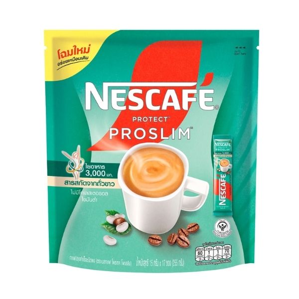 Instant Coffee Powder, Protech Proslim Formula, 15g (Pack of 17 Sachets) กาแฟปรุงสำเร็จชนิดผง สูตรโพรเทค โพรสลิม 15g (แพค 17 ซอง)