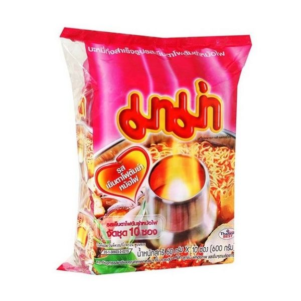 บะหมี่กึ่งสำเร็จรูป รสเย็นตาโฟต้มยำหม้อไฟ ( 60g x แพค 10 ซอง )