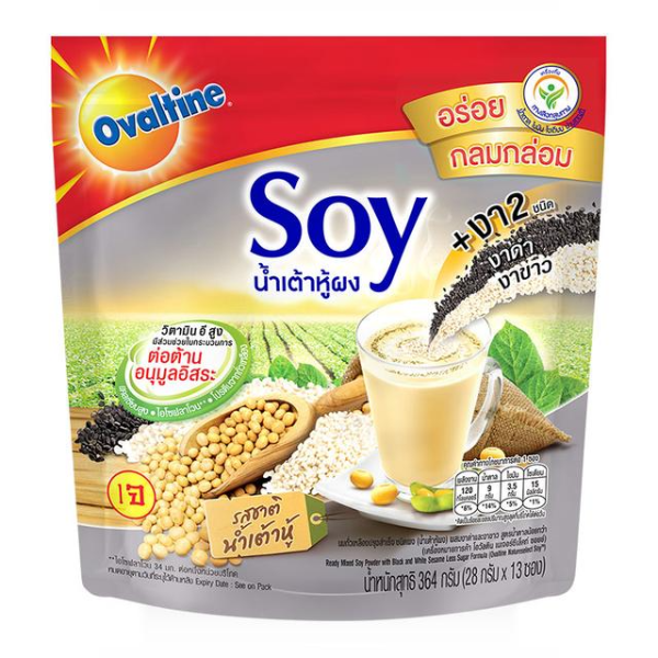 Mixed Soy Powder with Black and White Sesame 28g ( Pack 13 ) | น้ำเต้าหู้ผง ผสมงาดำและงาขาว 28g ( แพ็ค 13 ซอง )