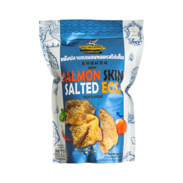 Crispy Salmon Skin Salted Egg Yolk Flavour 125g | หนังปลาแซลมอนทอด รสไข่เค็ม 125g